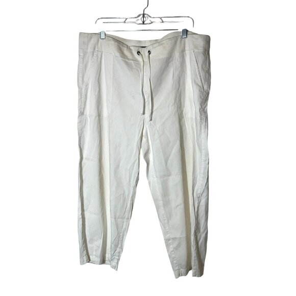 Eileen Fisher Womens White Linen-Blend Capri Pants Size L Large - Picture 1 of 10